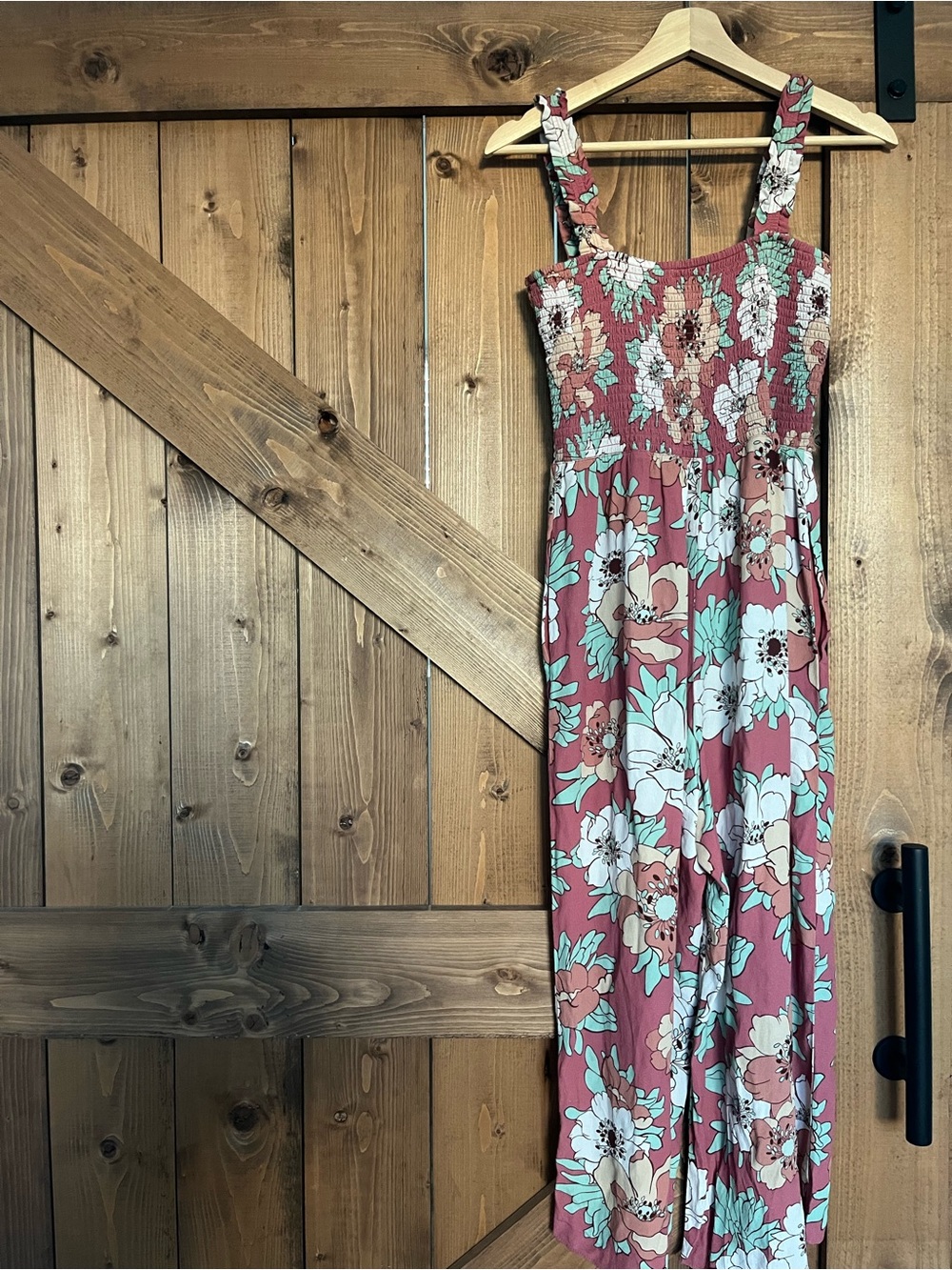 ARITZIA WILFRED Chianti Jumpsuit Wrm Sna Rd/Subtle Mint Floral Rose Large - Picture 3 of 6